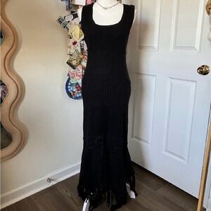 JS71 Black Sleeveless Knit Maxi Dress Small